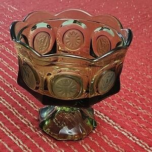 Vintage Glass Compote with Star Design